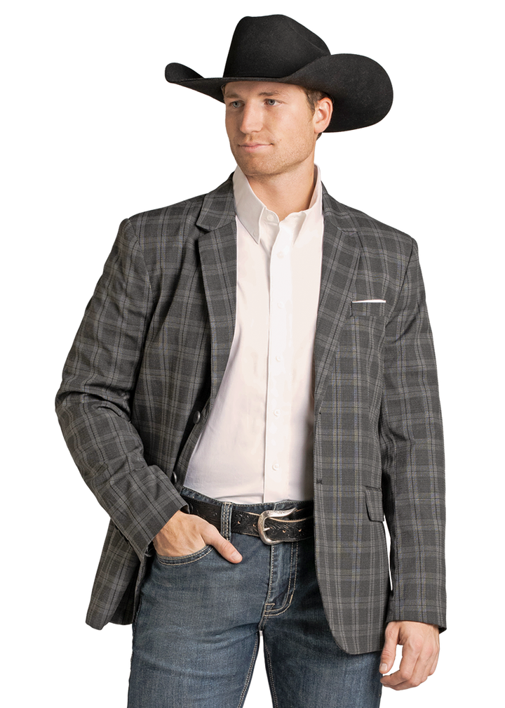 Panhandle Mens Charcoal Plaid Sport Coat
