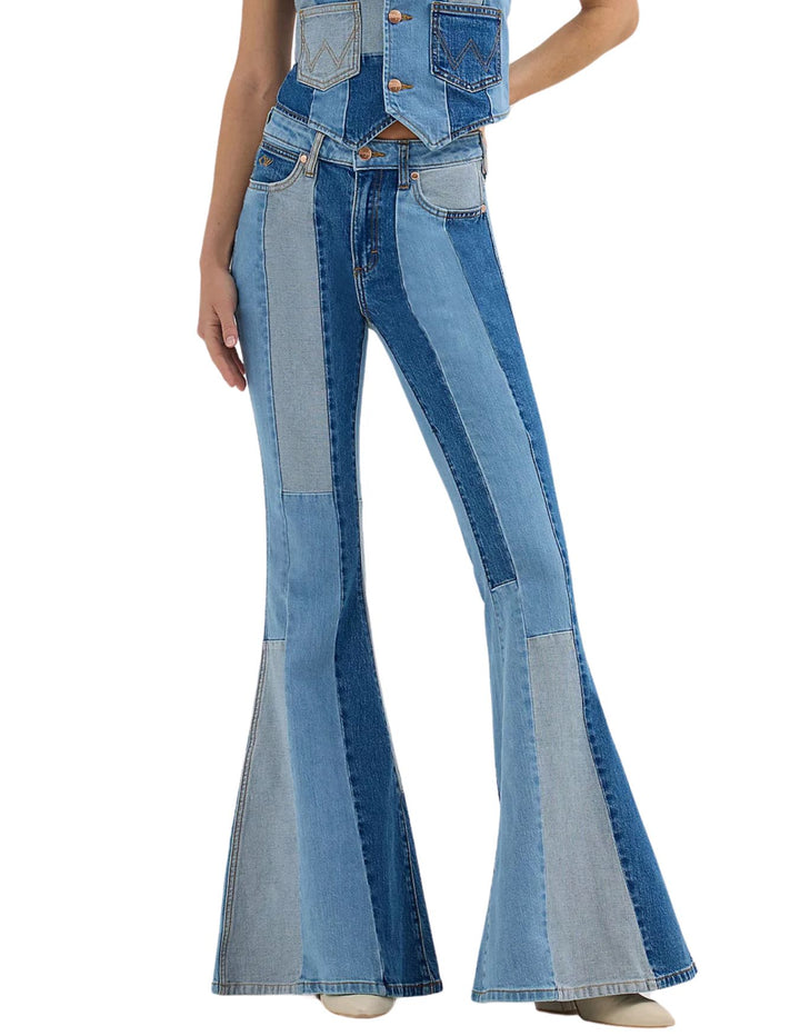 Wrangler Womens Lainey Wilson Patchwork Bell Bottoms