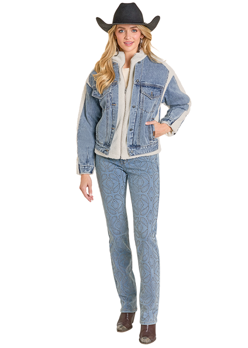 Panhandle Womens Sherpa Lined Denim Jacket