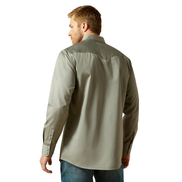 Ariat Mens Grey Solid Twill Fitted Shirt