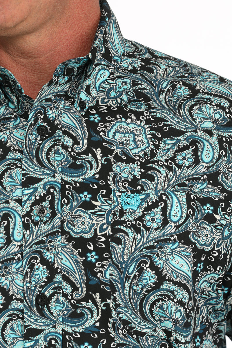Cinch Mens Paisley Print Short Sleeve Button Down Shirt