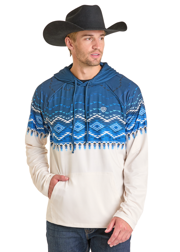 Panhandle Mens Navy Border Hoodie