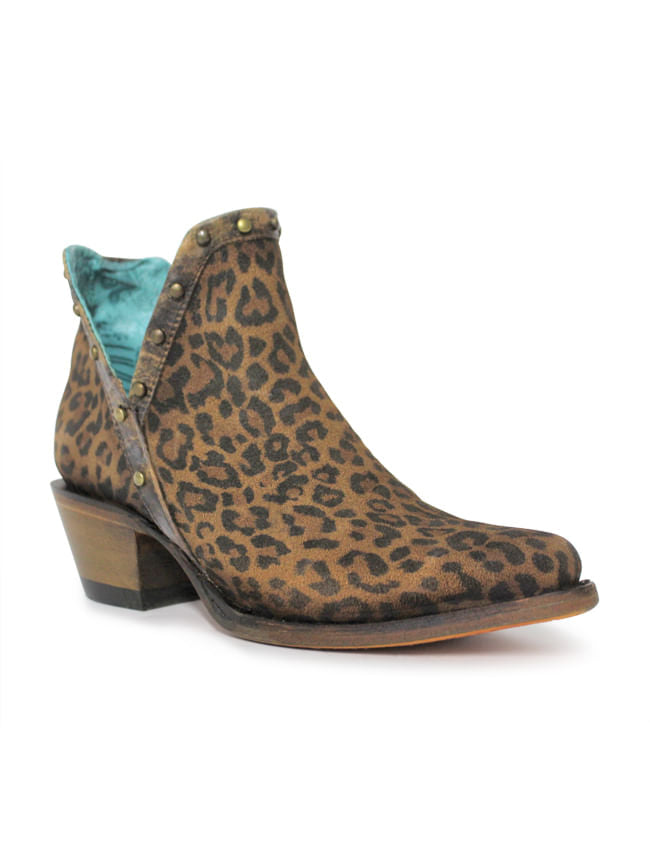 Ladies Corral Brown Leopard Print and Studs Booties