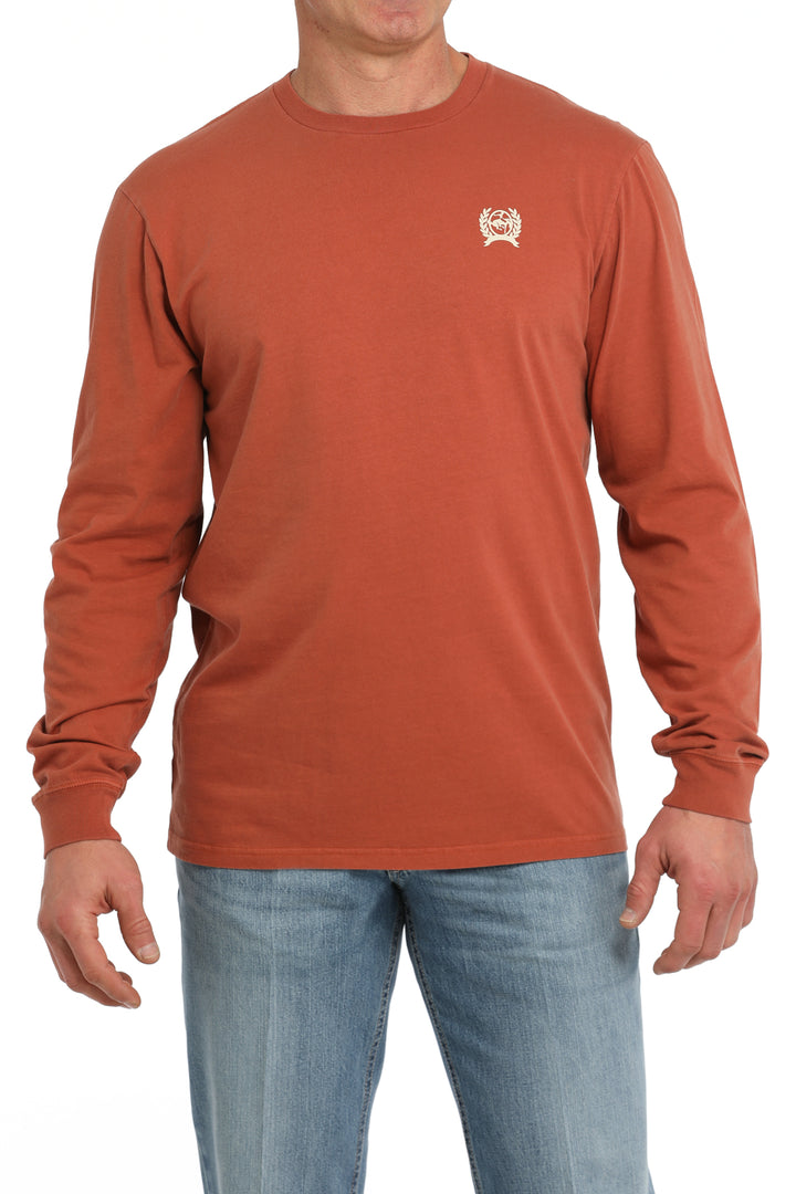 Cinch Mens Orange Long Sleeve T-Shirt