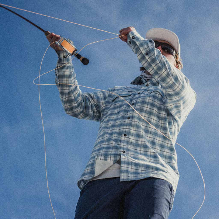 Poncho Mens Blue Bison Plaid Shirt