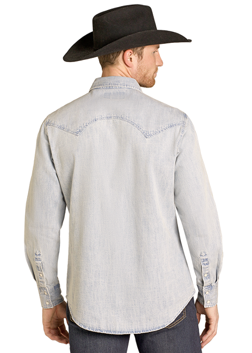 Panhandle Mens Longhorn Embellished Long Sleeve Shirt