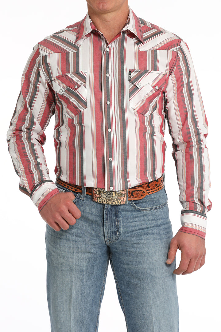 Cinch Mens Western Stripe Long Sleeve Shirt