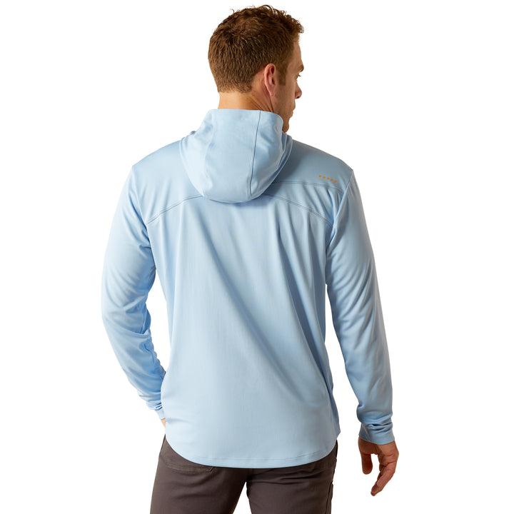 Ariat Mens Light Blue Rebar Sunblocker Hooded T-Shirt