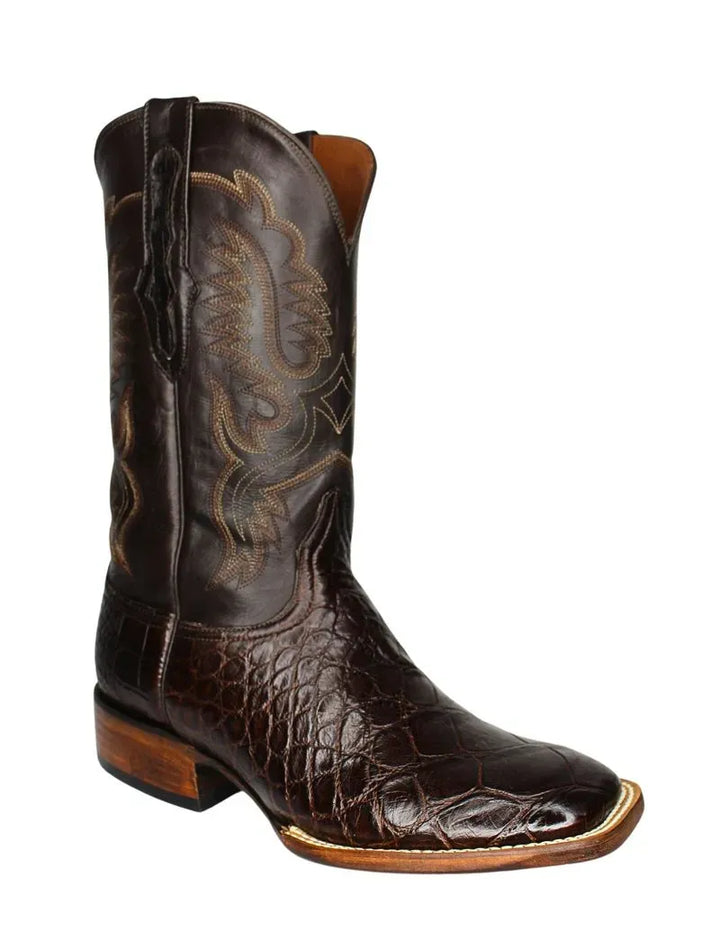 Black Jack Mens Chocolate Alligator Belly Boots