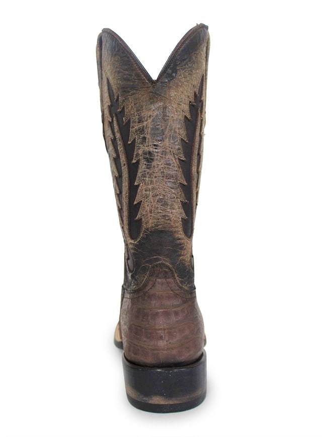 Mens Black Jack Chocolate Suede Caiman Belly Boots