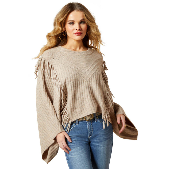 Ariat Womens Oatmeal Poncho Sweater