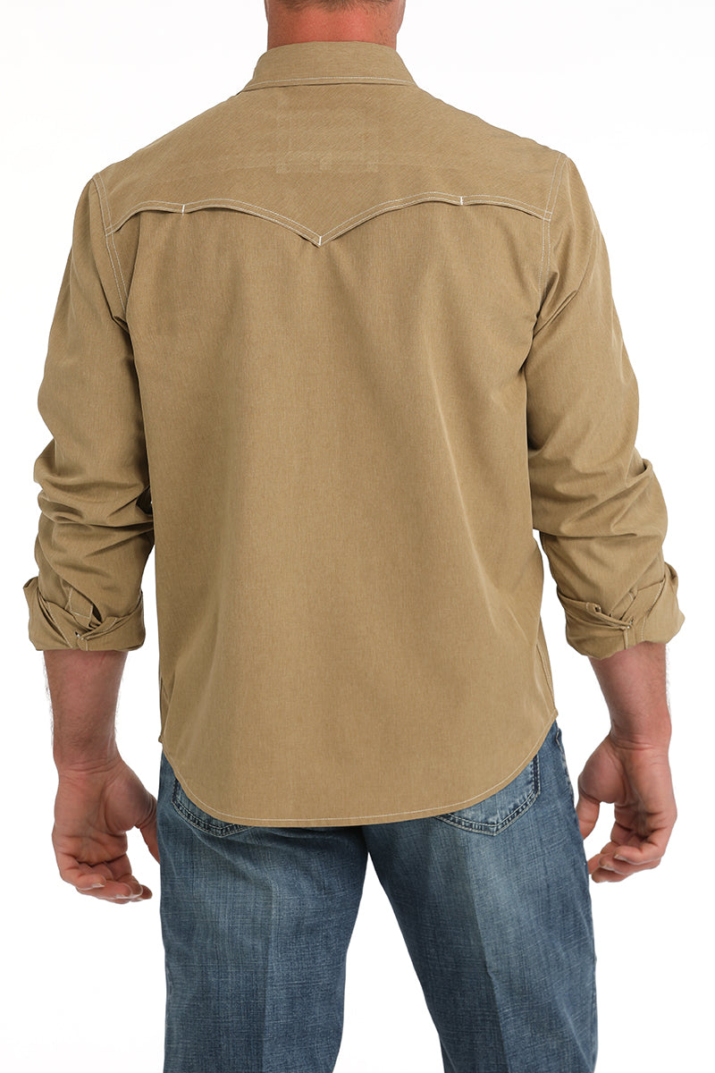 Cinch Mens Light Brown Camp Long Sleeve Shirt