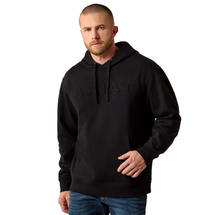 Ariat Mens Black Ariat Embossed Logo Hoodie