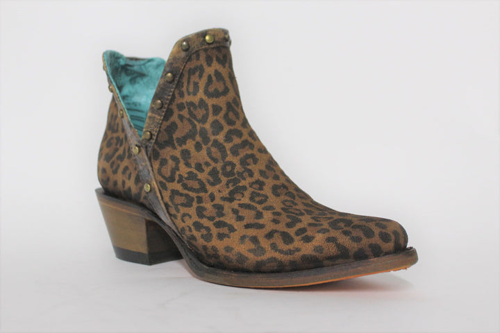 Ladies Corral Brown Leopard Print and Studs Booties