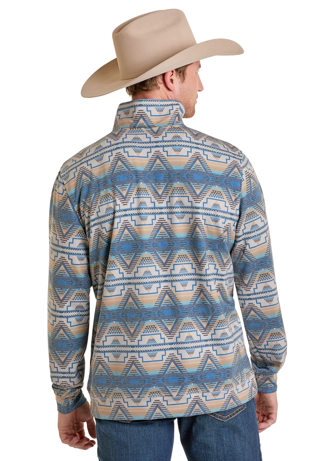 Panhandle Mens Blue Aztec Pullover