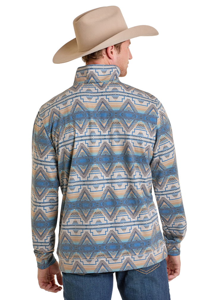 Panhandle Mens Blue Aztec Pullover