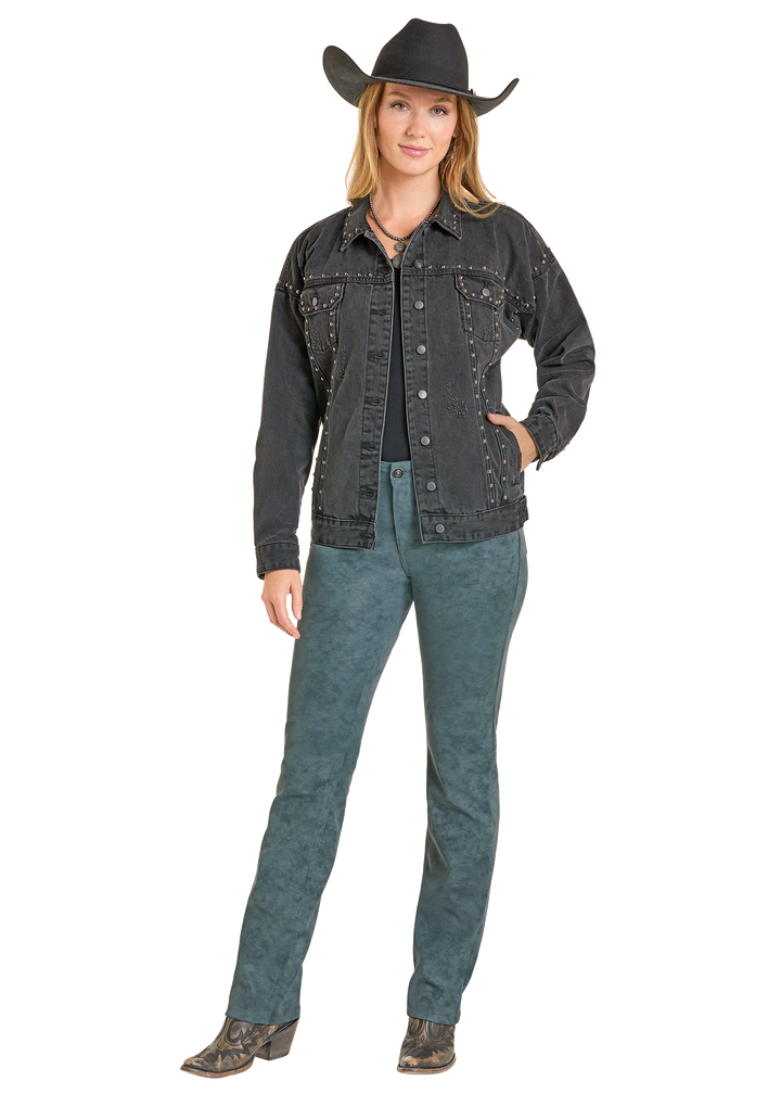 Panhandle Womens Black Studded Denim Jacket