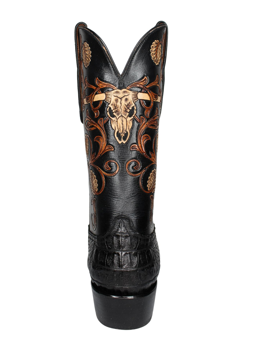 Black Jack Mens Longhorn Tooled Hornback Alligator Boots