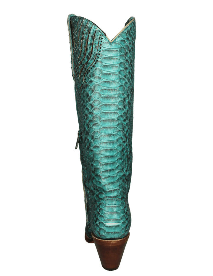 Corral Womens Turquoise Python Tall Top Full Exotic Glitter Boots