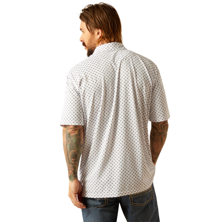 Ariat Mens White Geo Print Polo