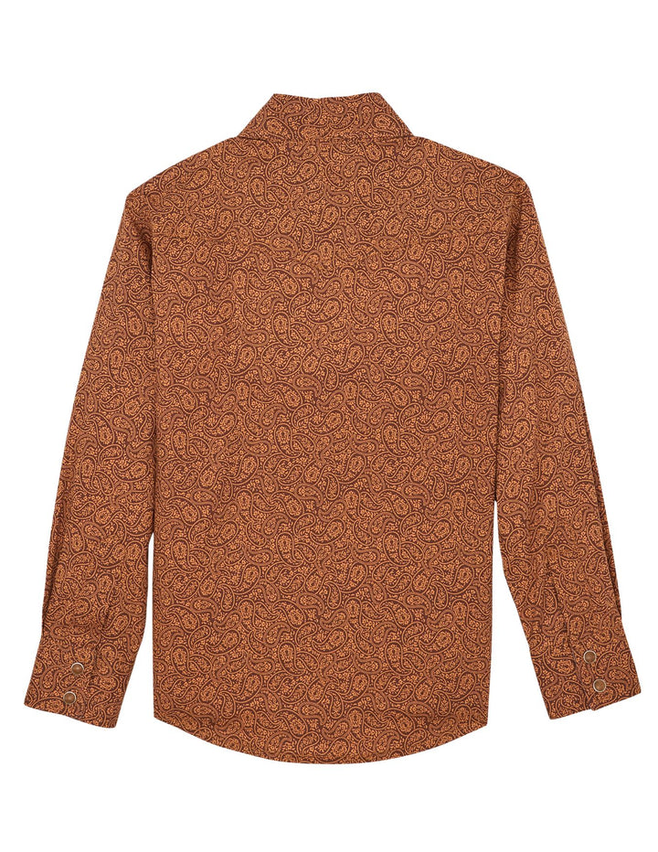 Wrangler Boys 20 Advanced Comfort Western Snap Print Shirt