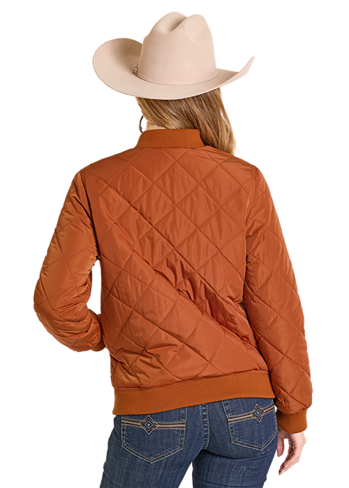 Panhandle Womens Rust Quilted Bomber Jacket