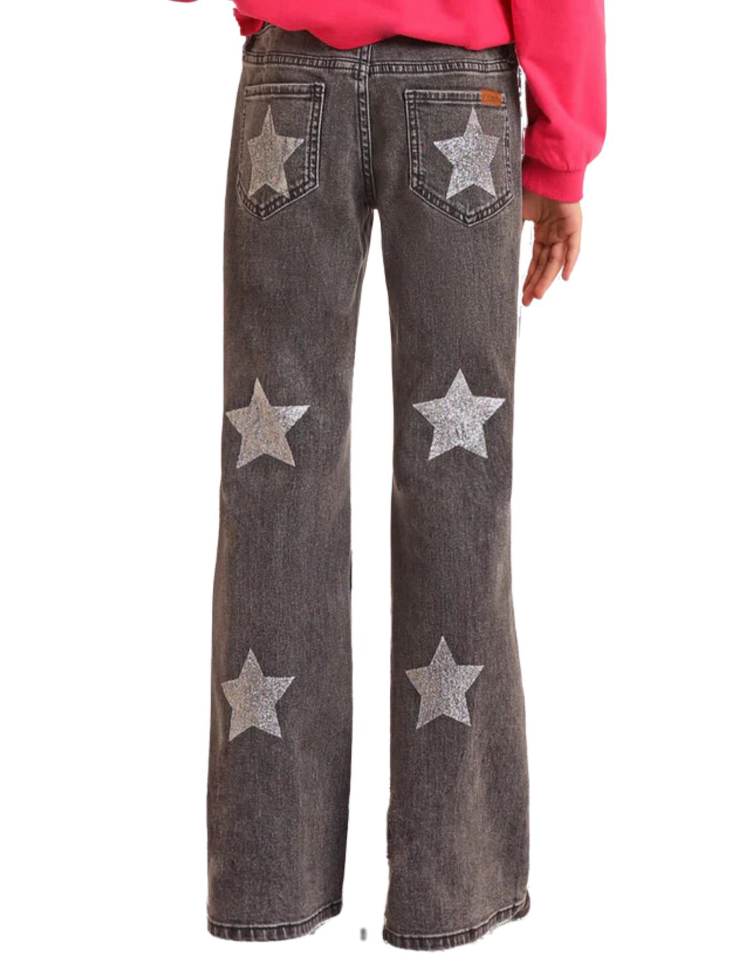 Panhandle Girls Glitter Star Print Flare Jeans