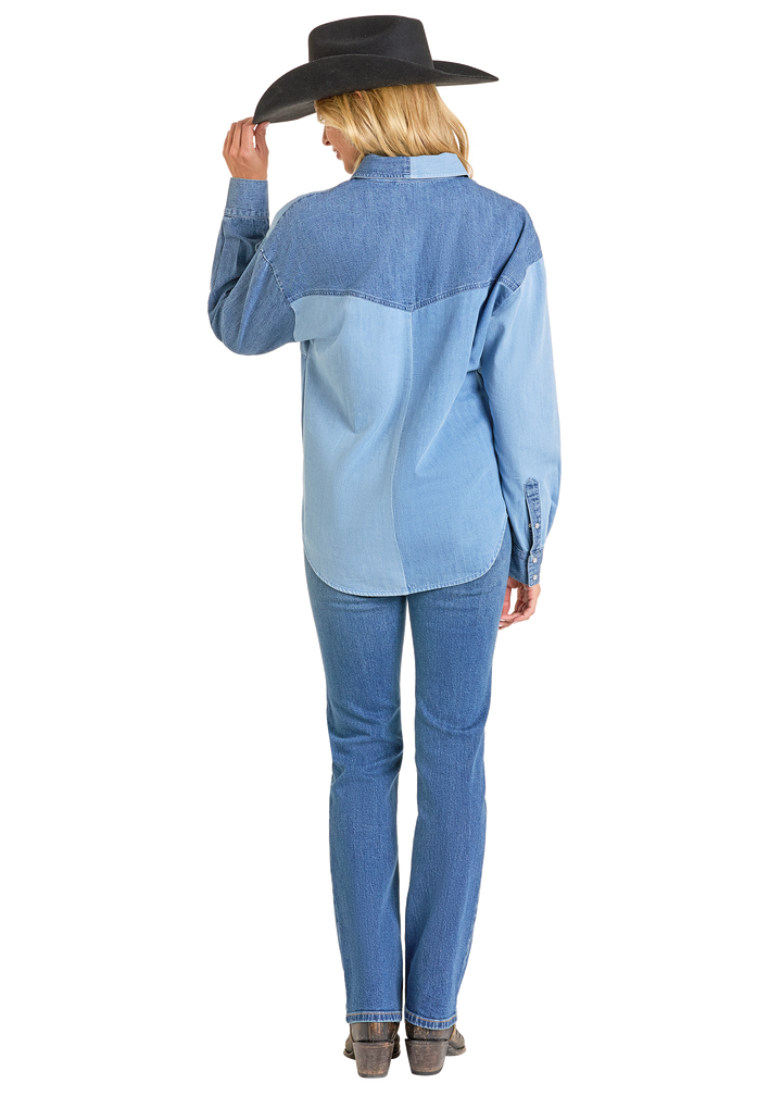 Panhandle Womens Denim Patch Shirt