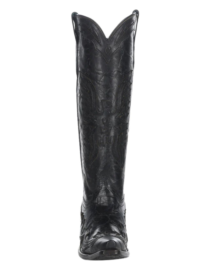 Corral Womens Black Eagle Overlay Tall Top Boots