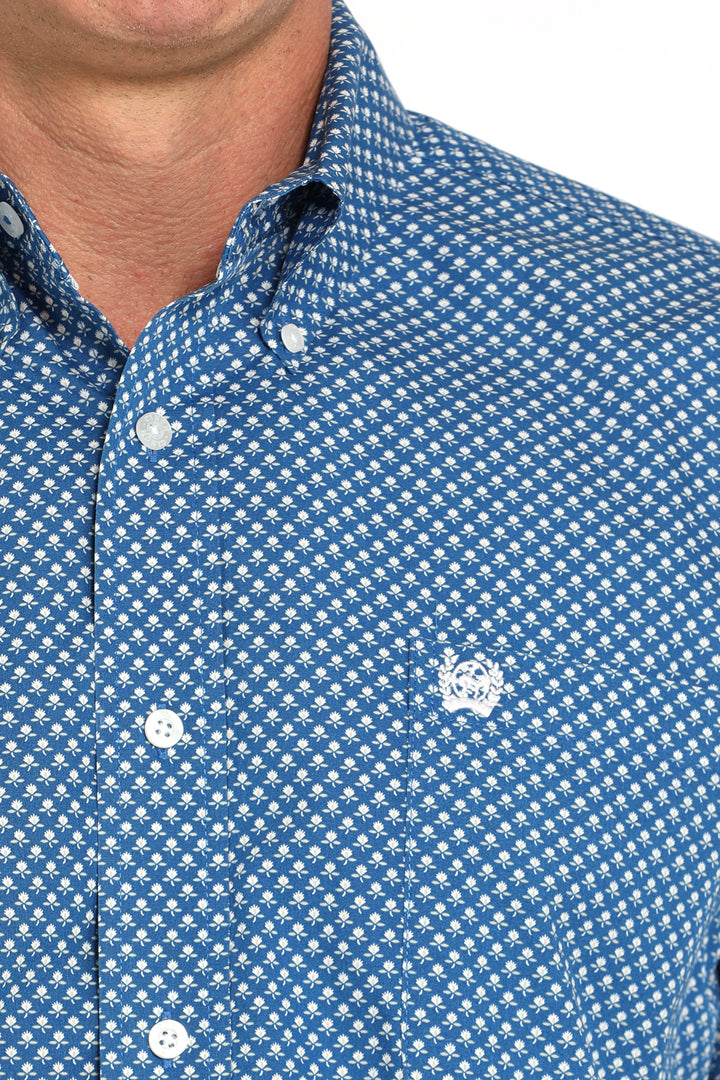 Cinch Mens Blue Long Sleeve Shirt