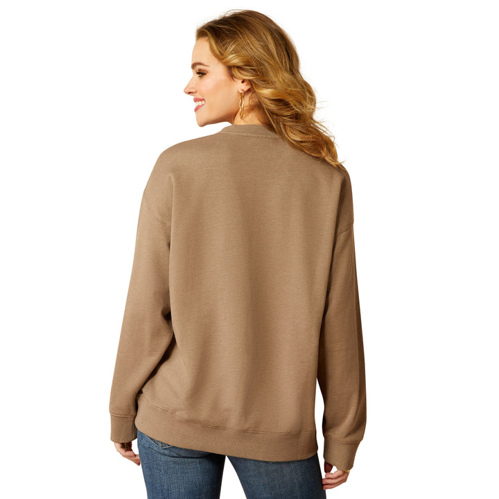 Ariat Womens Dark Khaki Western Day Oversized Sweater