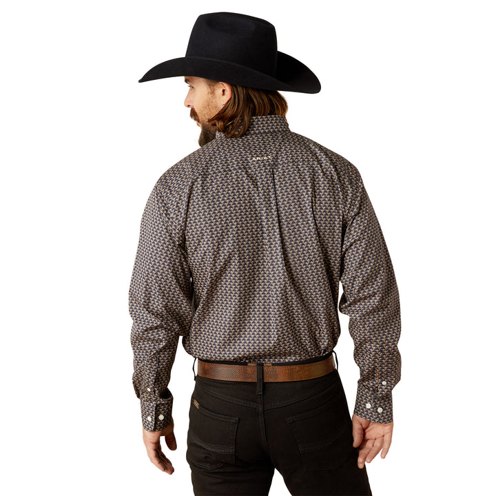 Ariat Mens Navy Print Wrinkle Free Long Sleeve Shirt