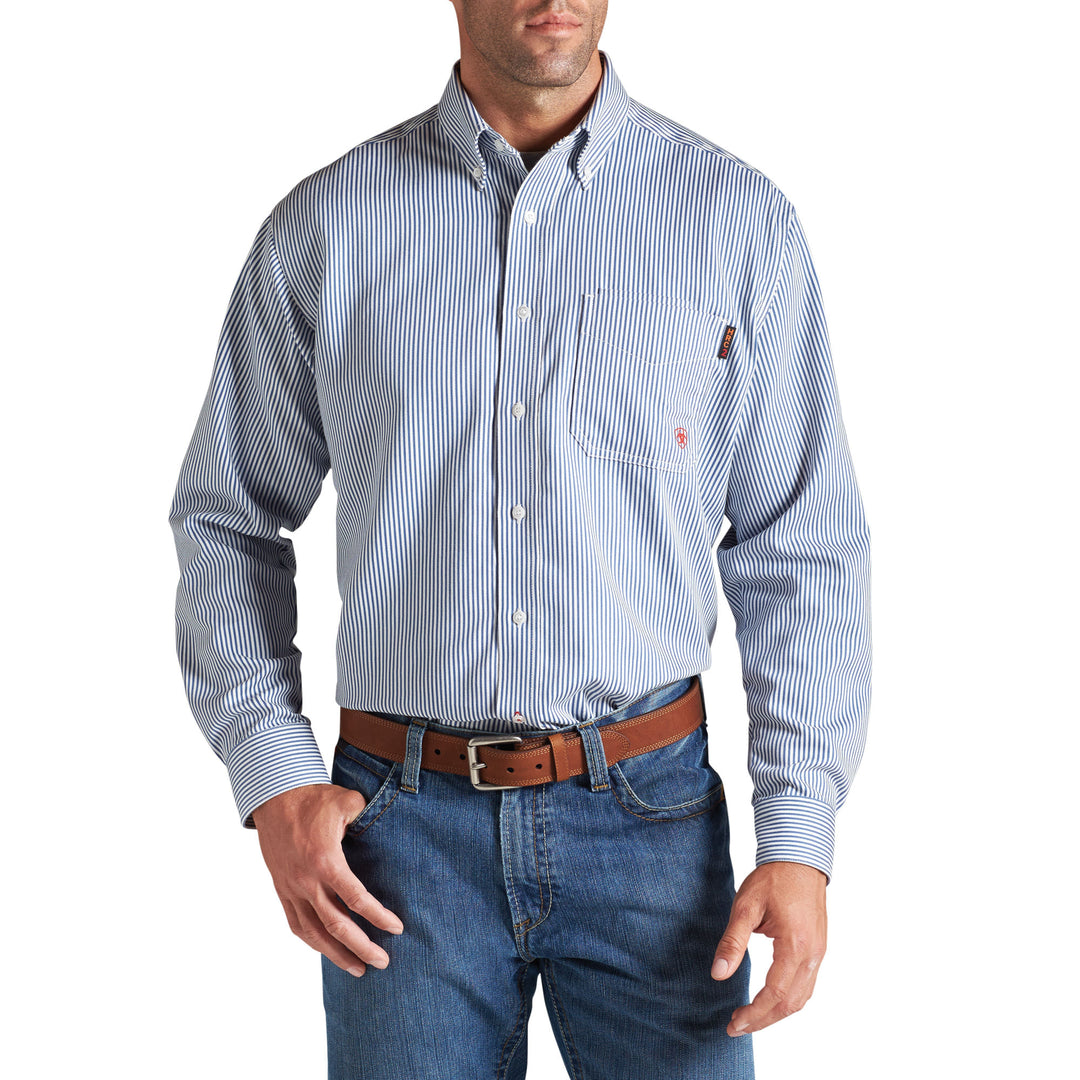 Ariat Mens Blue Stripe FR Long Sleeve Shirt