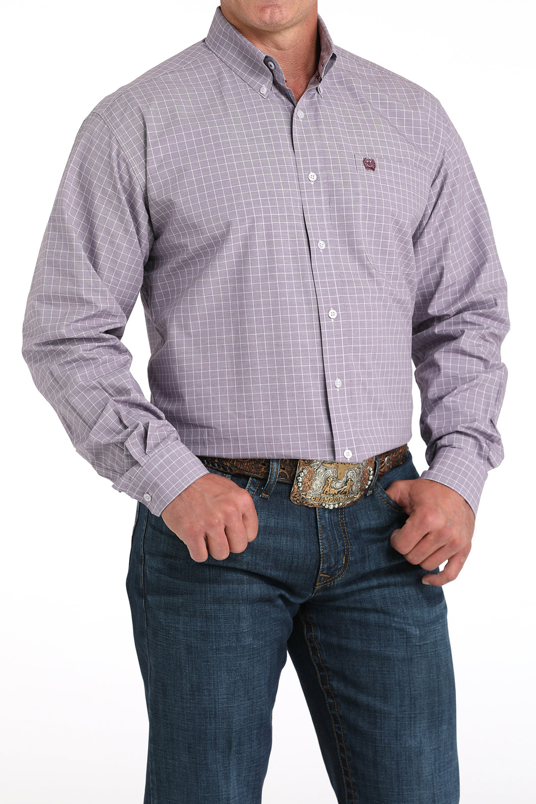 Cinch Mens Lilac Classic Fit Button-Down Western Shirt