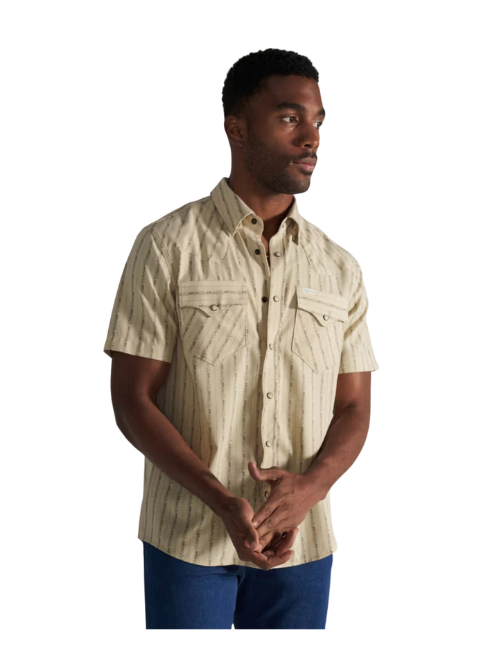 Tecovas Mens Sandstone Performance Western Short Sleeve Pearl Snap Shirt