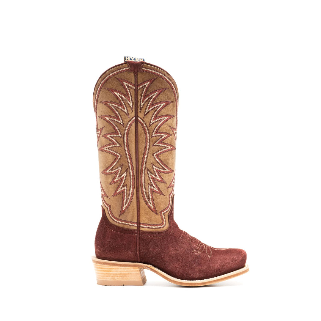 Hyer Womens Rose Hill Burgundy Roughout Boots
