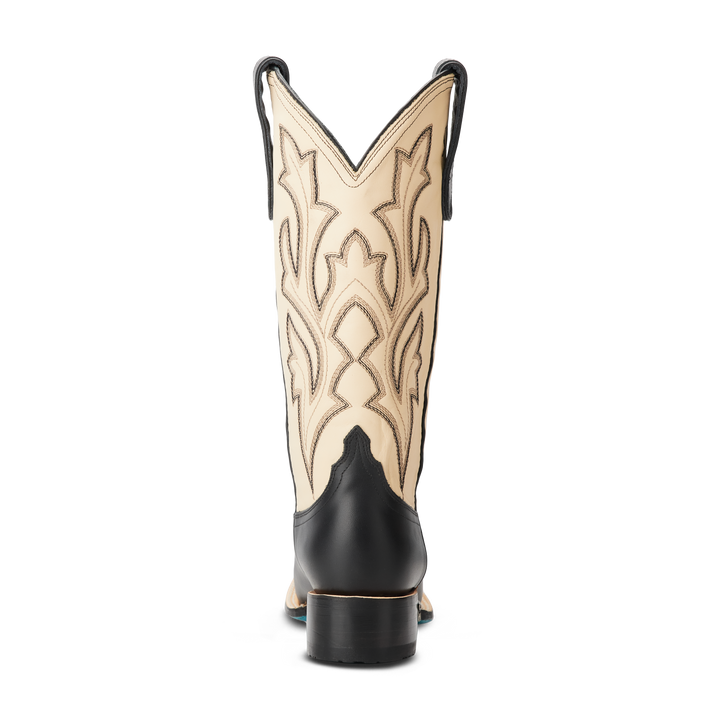 Classic Square Boot - Jet Black and Pale Ivory