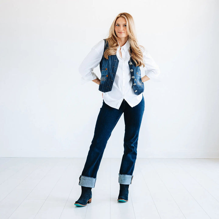 Emma Jane Bootie - Navy Suede