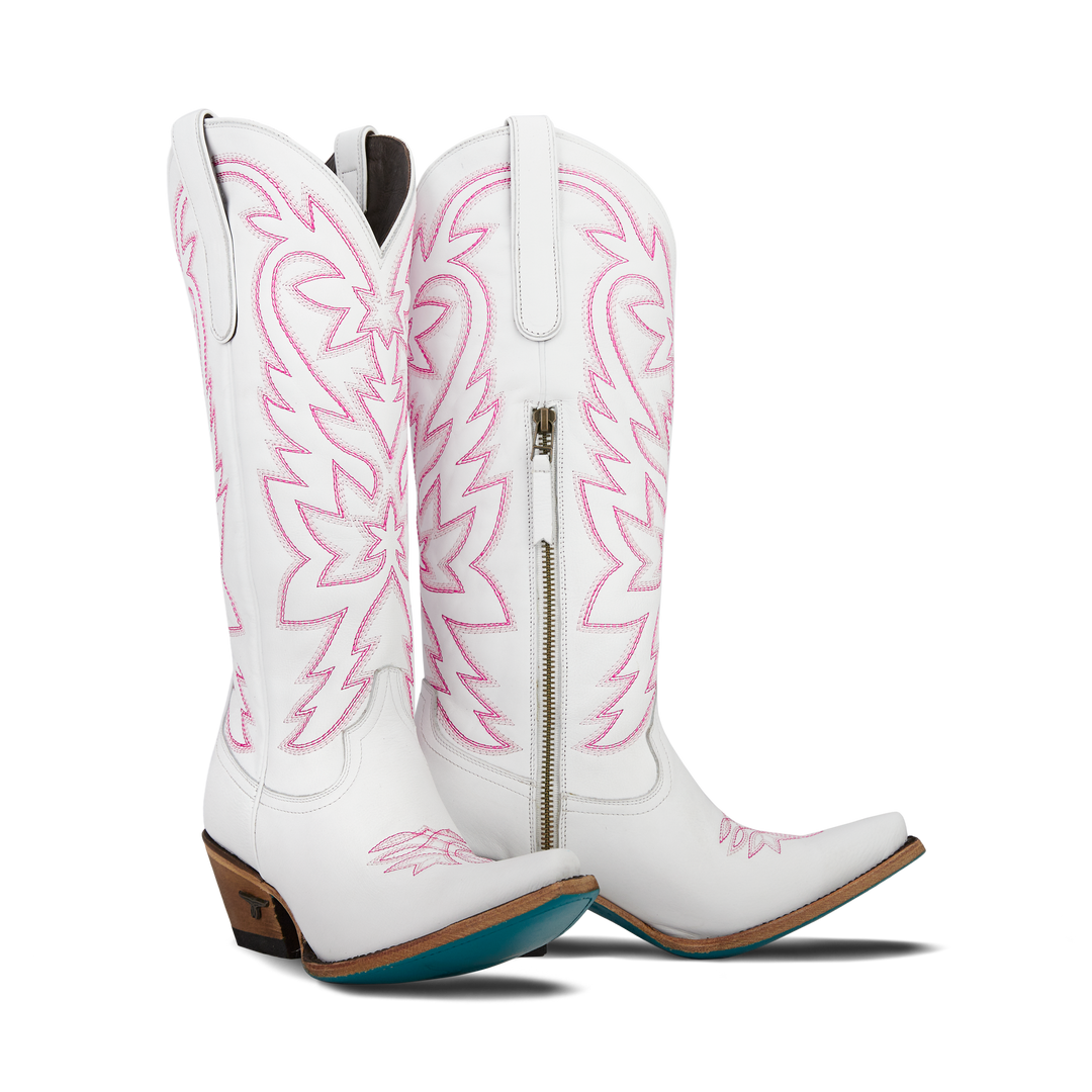 Smokeshow Boot - Matte White and Neon Pink