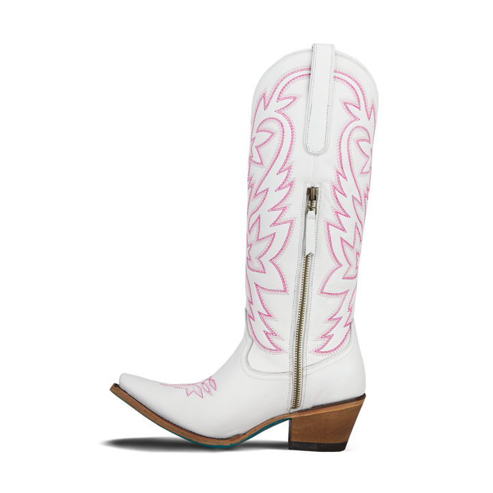 Smokeshow Boot - Matte White and Neon Pink