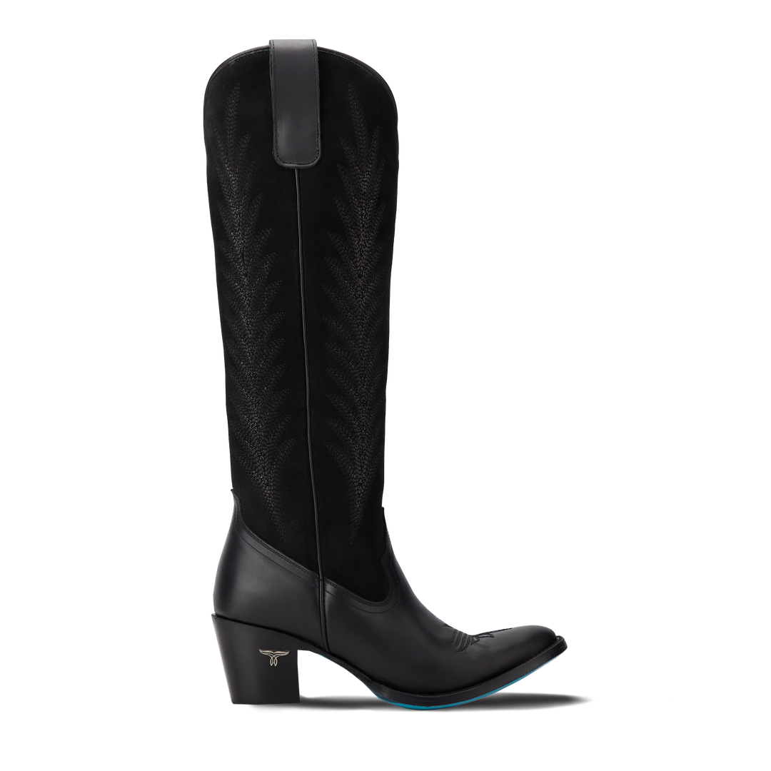 Jentry Knee High Boot - Jet Black & Soft Black Suede
