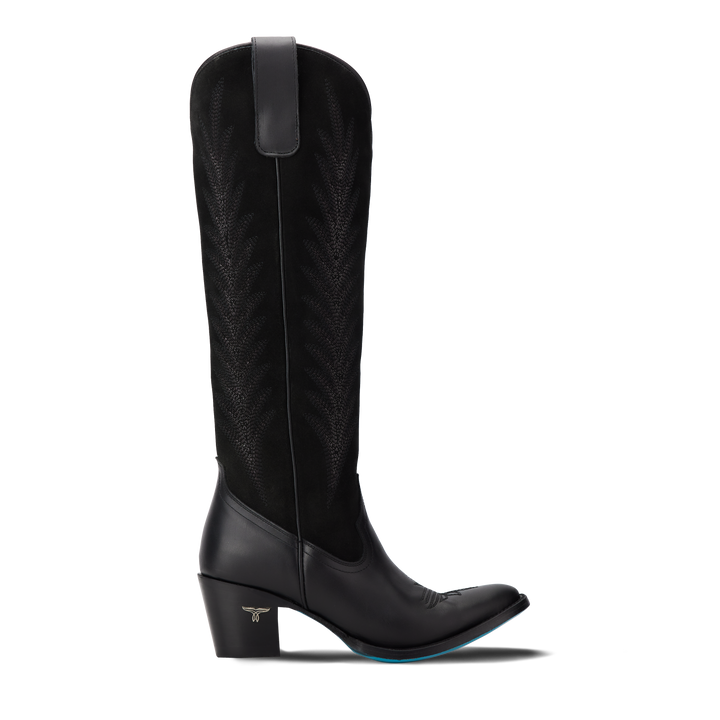Jentry Knee High Boot - Jet Black & Soft Black Suede