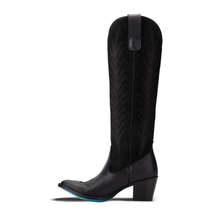 Jentry Knee High Boot - Jet Black & Soft Black Suede