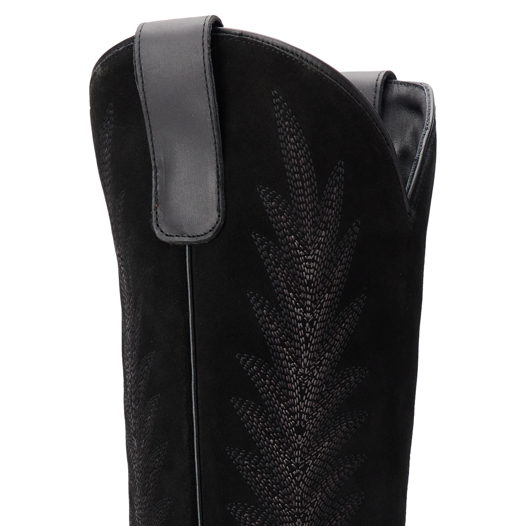Jentry Knee High Boot - Jet Black & Soft Black Suede