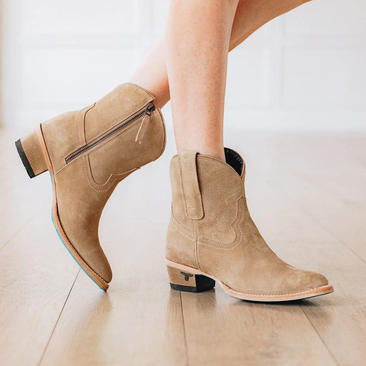 Plain Jane Bootie - Latte Suede