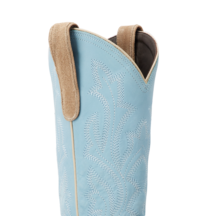 Saratoga Square Boot - Latte Suede and Powder Blue