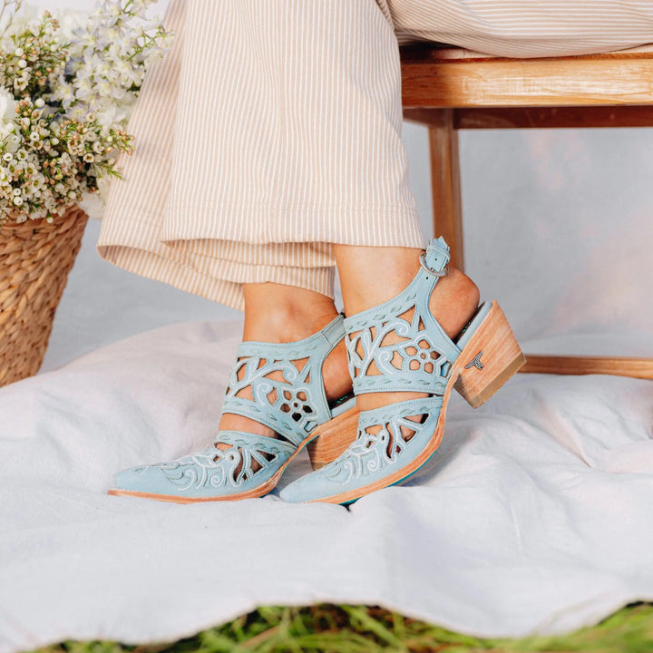 Robin Cut Out Slingback Mule - Powder Blue
