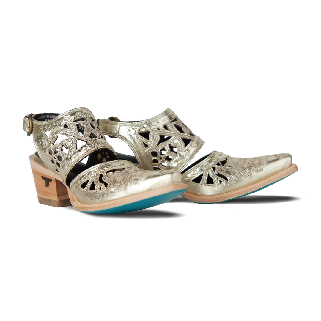 Robin Cut Out Slingback Mule - Champagne Metallic
