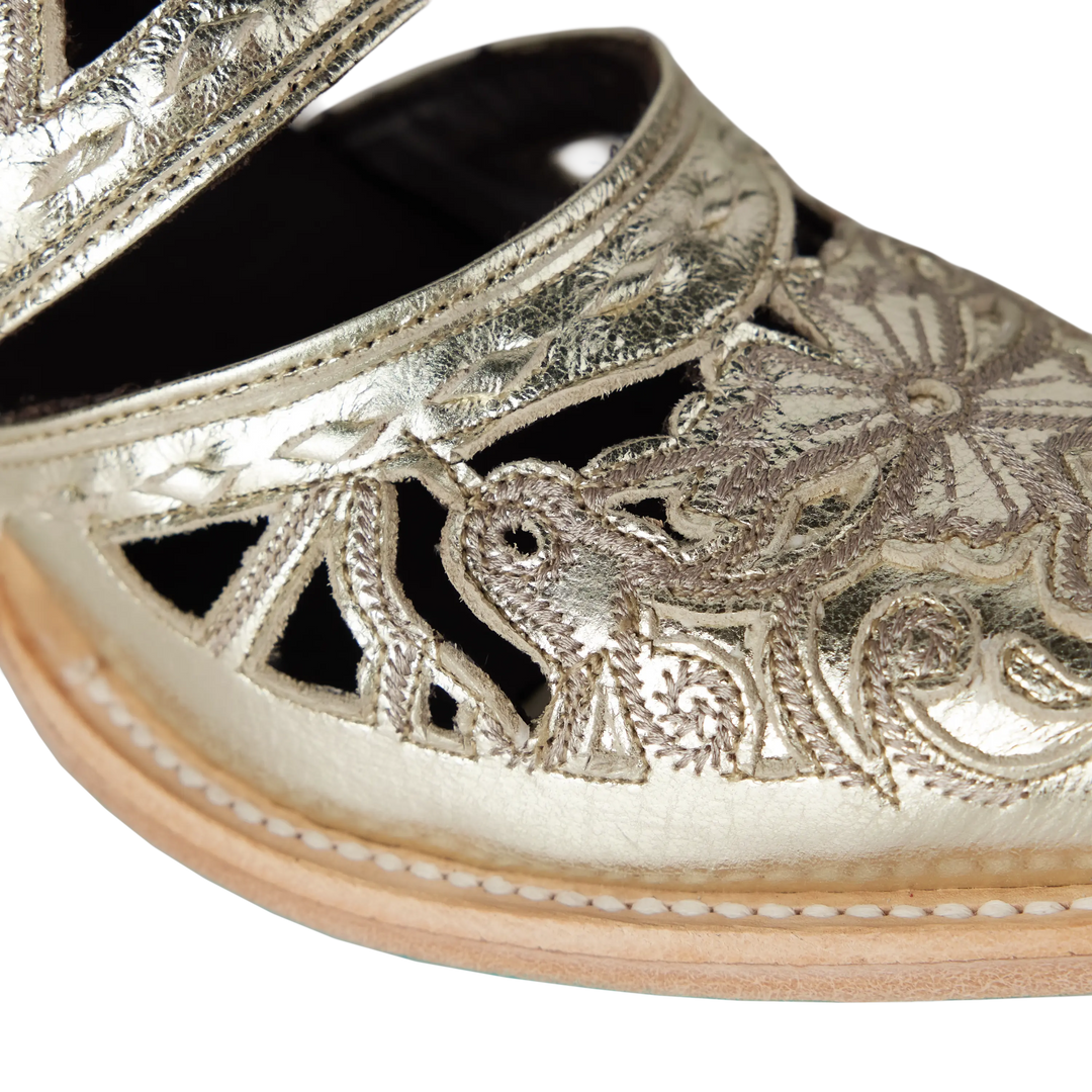 Robin Cut Out Slingback Mule - Champagne Metallic