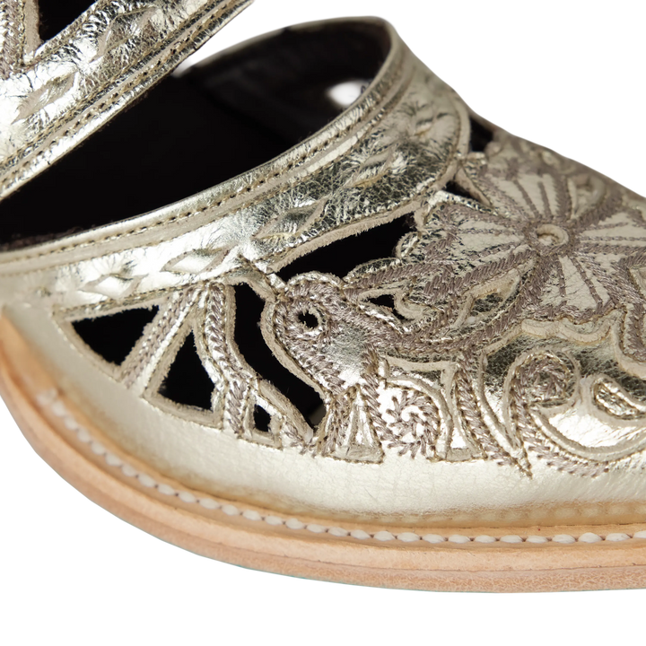 Robin Cut Out Slingback Mule - Champagne Metallic
